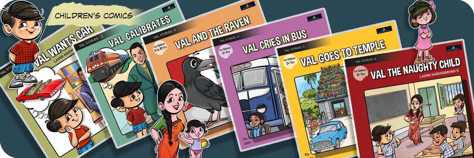 Val Stories — children's comics by Laxmi Narasimhan K, illustrated by Naganath Gowripura